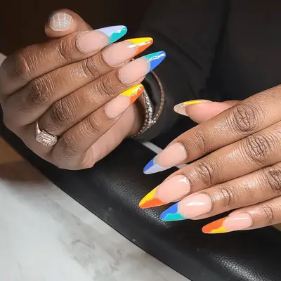 Two-tone tips with blue, orange, yellow, and aqua