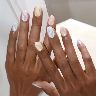 swirl pastel nails