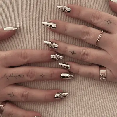 Silver cross manicure