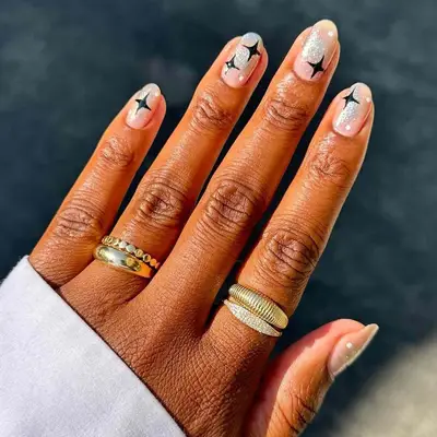 Black Shimmer Nails - MYM Beauty Black and White Halloween Nails