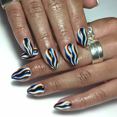 Trippy Glitch Nails - MYM Beauty Black and White Halloween Nail Ideas