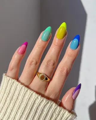 Neon two-toned French nails.