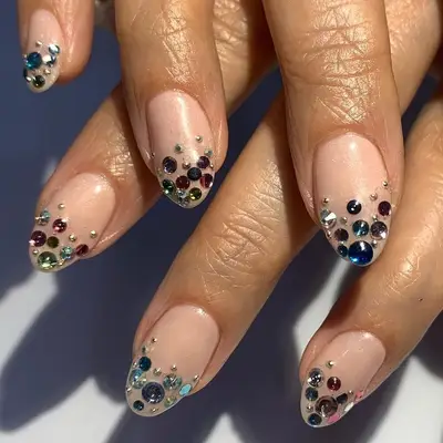 Gemstone French nails