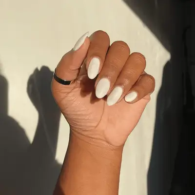 milky white nails