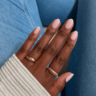 short sheer baby pink nails