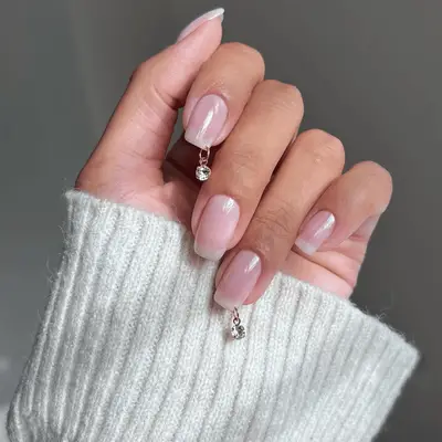 sheer nails with jewels attached