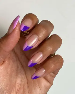 French manicure with double purple tips