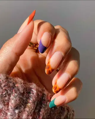 Dark purple French and tortoise shell French tips