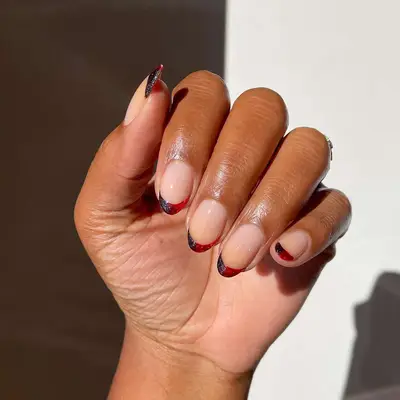 black and red jelly sparkle french