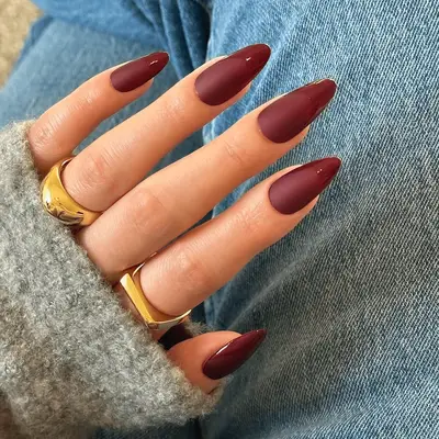 monochromatic maroon french manicure