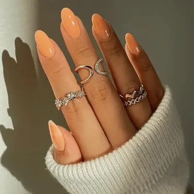 peach chrome nails