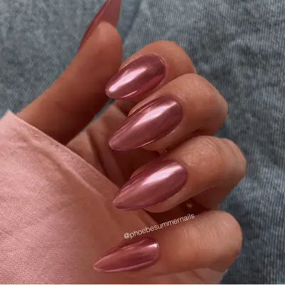 mauve pink chrime nails