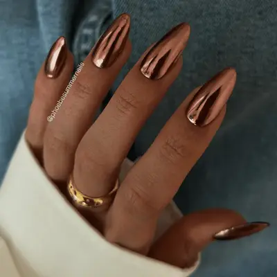 rose gold chrome nails