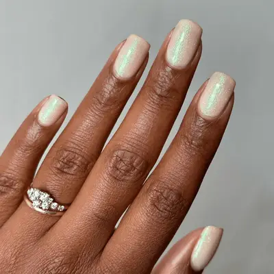 Champagne Nails with Charms