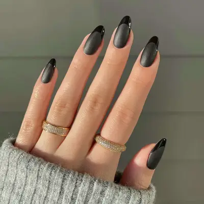 Matte black nail design