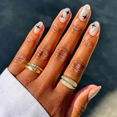 Glittery black stars