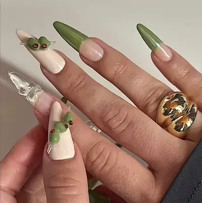 Olive accent nails martini