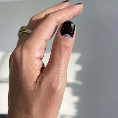 Black nails with Gray half moons