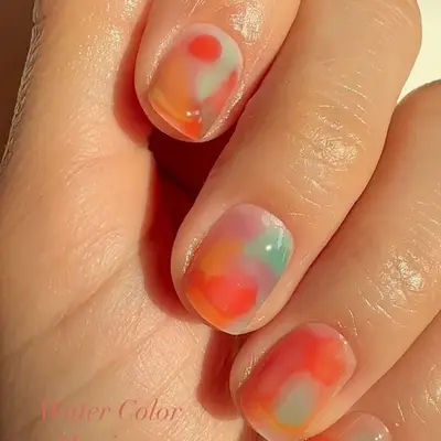 A watercolor jelly manicure