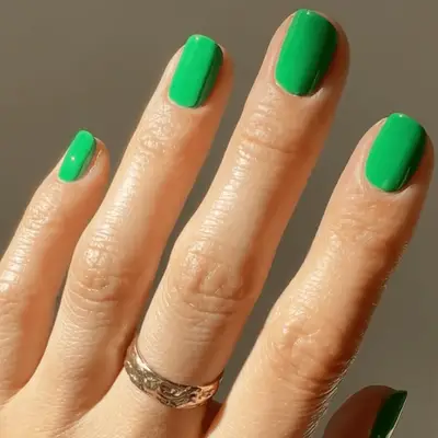 Cornflower blue almond-shaped nails 