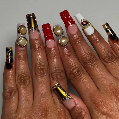 multicolor chrome french tip design set