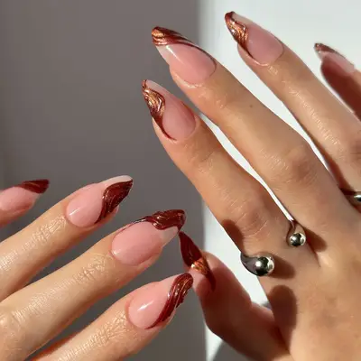 terracotta french chrome nails