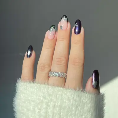 eggplant purple chrome french tips