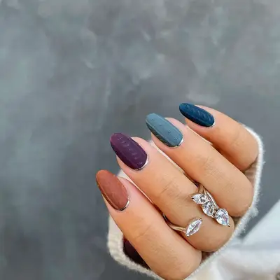 Matte Skittle Sweater Nails - MYM Beauty Almond Nail Ideas For Fall