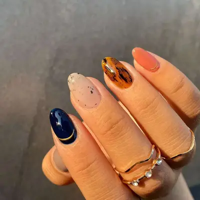 Autumn Mix-n-Match Nails - MYM Beauty Almond Nail Ideas For Fall