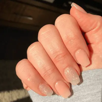 barely there nude acrylic nails with square tip