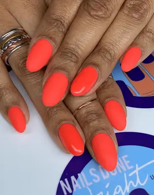 matte red acrylic manicure