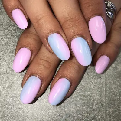 short acrylic manicure with Cotton Candy OmbrÃ© nails