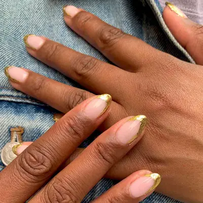 Gold foil French tips