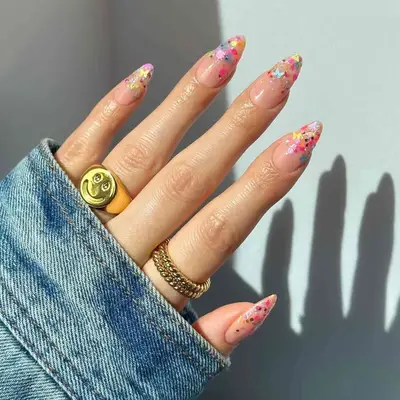 Colorful Spring Confetti French Tips