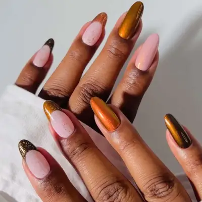 Metallic Caramel Skittle Nails - MYM Beauty Caramel Nail Ideas