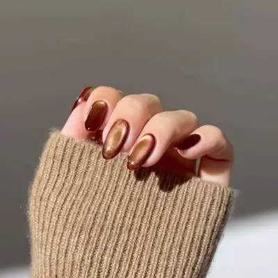 Caramel Glass Velvet Nails - MYM Beauty Caramel Nail Ideas