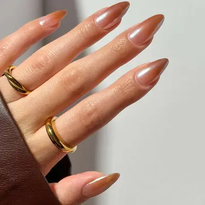 Caramel Chrome Nails - MYM Beauty Caramel Nail Ideas