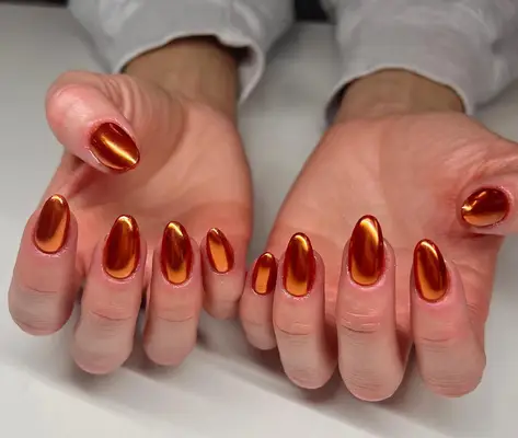 orange chrome nails