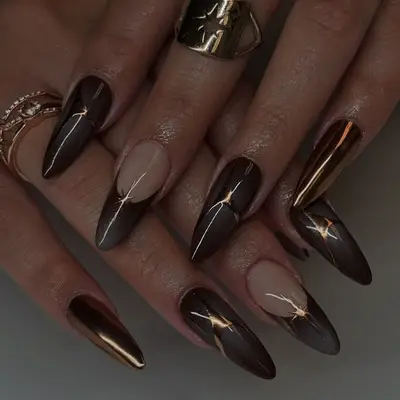 Brown chrome nails