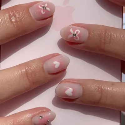 pink bow nails