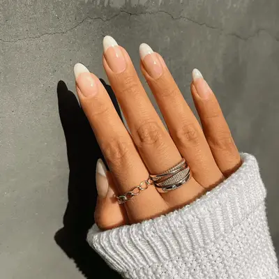 Nude Nail Designs Black and White Tips