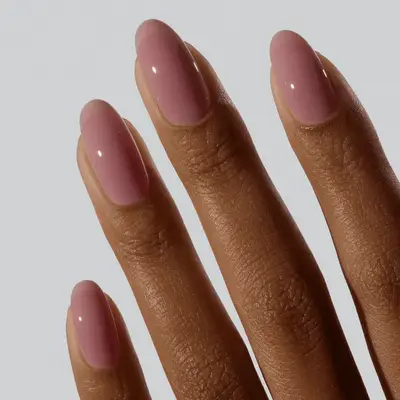 Mauve jelly nail polish manicure.