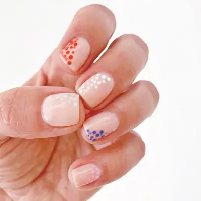 Nude Nail Designs Red White and Blue Dots