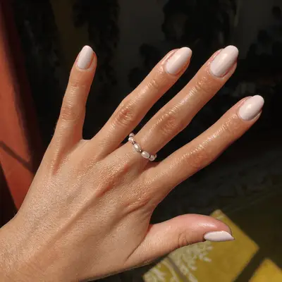 Nude Nail Designs with Chanel logo