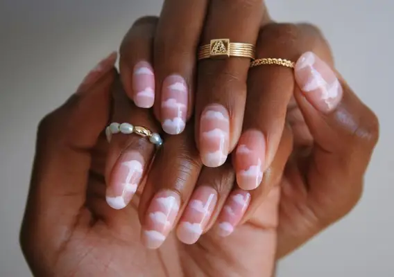 pink sky cloud nails