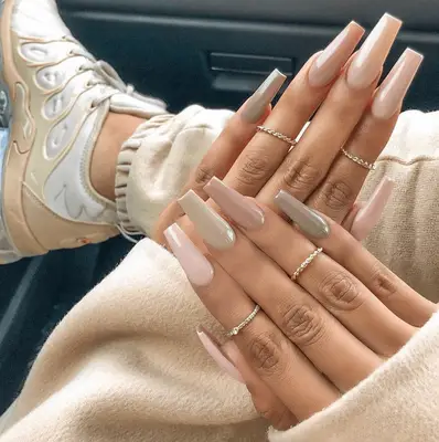 Hailey Bieber with glazed donut nails