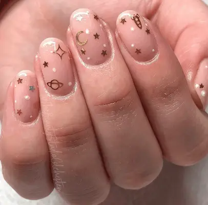 Nude Nail Designs Rose Gold Stripes