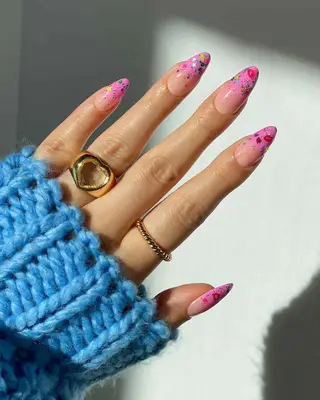 pink ombre glitter nails