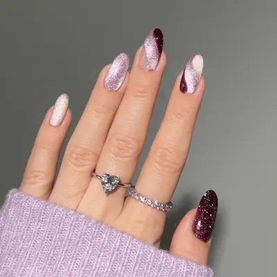 pink and dark red in a swirl design 