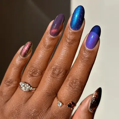purple and blue marble nails 